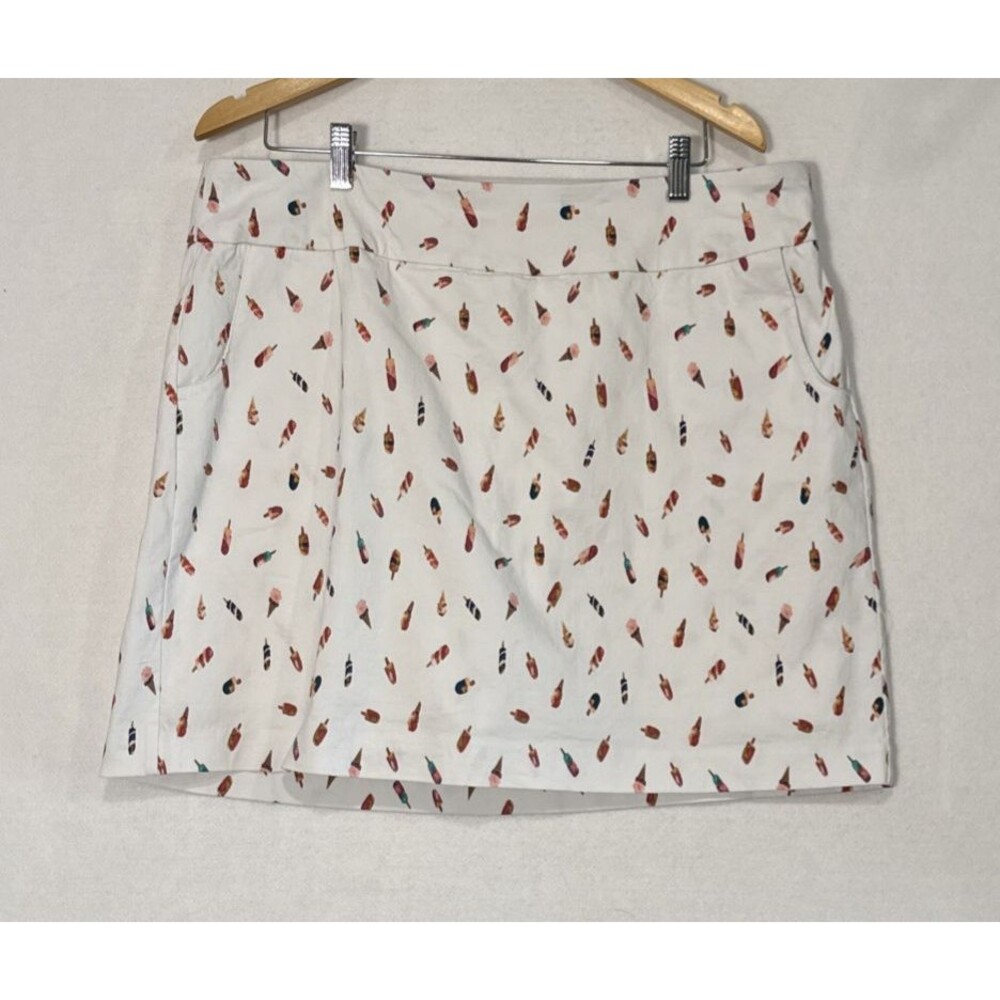 Zac & Rachel White Popsicle Print Skort Plus 16W Stretch Pockets Vacation Cruise
